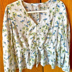 Floral Button-Down Women Top